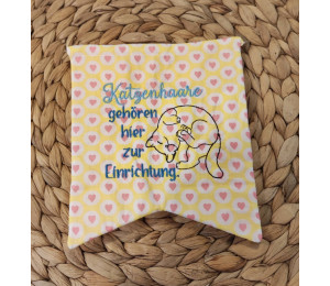 Stickdatei ITH - Wimpel Stab "Katzenhaare gehören hier zur Einrichtung."